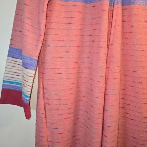 Vintage 1970's Joseph Magnin The Farr West Fuzzy RARE Striped House Coat, Sz L